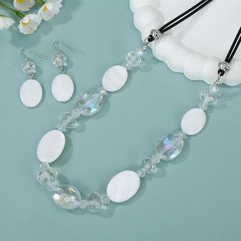 Multi Color Beaded Statement Necklace and Earrings for women Shiny Crystal Stone Beads Choker in Saudi Arabia