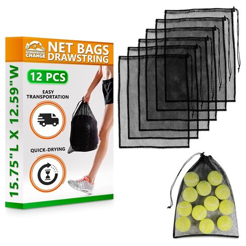 12pcs شبكة غسيل مكافآت للأكياس - 13x15.5 بوصة أسود الرباط حقيبة الغسيل قابلة للغسل شبكة شبكة الاشياء كيس شبكة النايلون - حقيبة المعدات الرياضية أكياس القماش أكياس الرباط على الظهر شبك صغير in Kuwait
