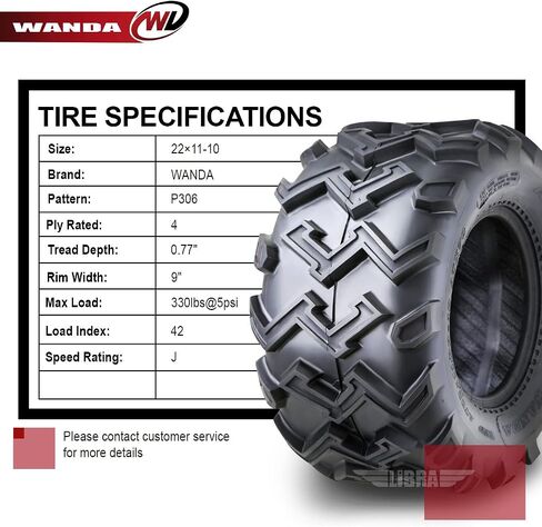 Wanda 2 New ATV UTV TIRES 22x11-10 22x11x10 4PR P306-10285 in Saudi Arabia