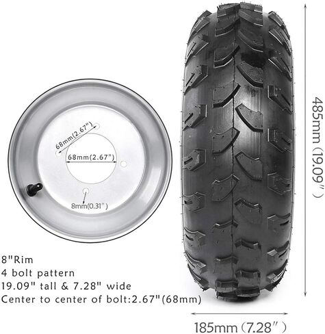2PCS 19x7-8 ATV Tires 19x7.00-8 Tubeless Go Kart Wheel Tire with Rim for Quad Bike 4 Wheelers in Kuwait