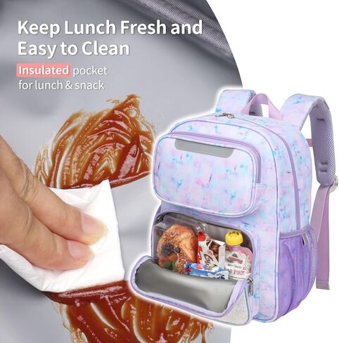 حقيبة ظهر للأطفال للفتيات - حقيبة ظهر على شكل حورية البحر مقاس 15 بوصة للفتيات من عمر 3 إلى 8 سنوات، حقيبة ظهر لمرحلة ما قبل المدرسة الابتدائية للأطفال مع جيب معزول وشريط عاكس، حورية البحر أرجوانية in Kuwait