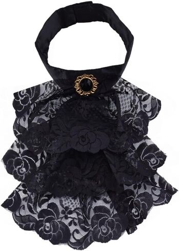 1pc أسود jabot jabot الدانتيل jabot jabot necktie roffled طوق قابلة للفصل ملحق الأزياء المستعمرة المستعمرة للنساء ملابس cosplay فستان in Saudi Arabia