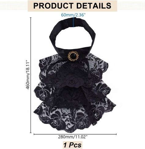 1pc أسود jabot jabot الدانتيل jabot jabot necktie roffled طوق قابلة للفصل ملحق الأزياء المستعمرة المستعمرة للنساء ملابس cosplay فستان in Saudi Arabia