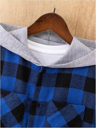 WDIRARA Boy's Plaid Long Sleeve Hooded Shirts Button Down Shirt Lightweight Casual Top in Saudi Arabia