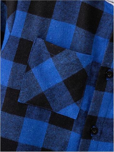 WDIRARA Boy's Plaid Long Sleeve Hooded Shirts Button Down Shirt Lightweight Casual Top in Saudi Arabia