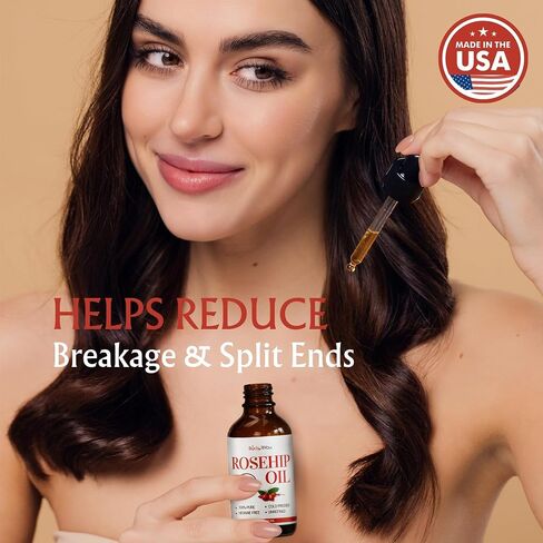 BodyJ4You Rosehip Oil for Face - 100% Pure Natural USDA Organic Cold Pressed - Hydrating Skin Hair Nails Anti-Aging Wrinkle Scar Treatment Gua Sha - Non-GMO Undiluted Carrier - Glass Bottle 1 Fl Oz in Kuwait