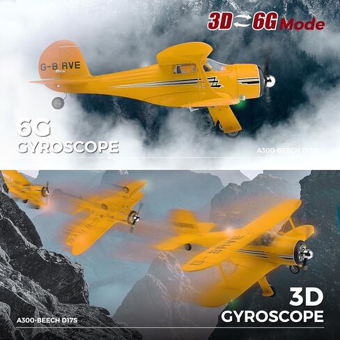 CKYSCHN WLtoys A300 4-Ch RC Plane, Beechcraft D-17 RC Airplanes with Lights, 6G/3D Brushless RC Planes with 2 Batteries, 2.4G Remote Control RC Airplanes Gifts for Adults (Red) in Kuwait
