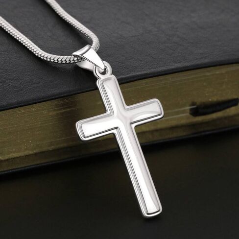 To My Bonus Son Necklace, Stepson Gift, Personalized Cross Necklace, From Stepmom And Stepdad - Two Toned Box, Thankful in Saudi Arabia