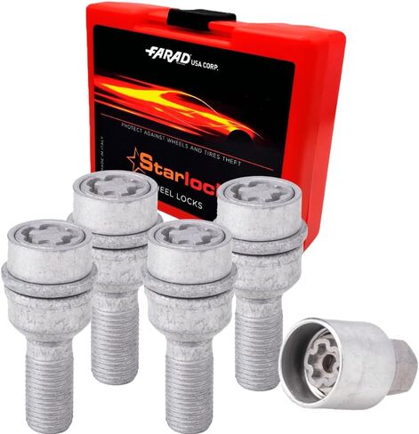 PP12/E مجموعة أدوات قطع العجلات الترباس المجلفن مناسبة لـ Audi Q5 (M14 × 1.5 حجم الخيط) - مجموعة من 4 براغي العروة + 1 مفتاح in Kuwait