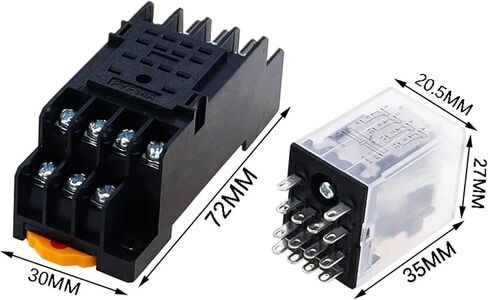 10pcs MY4NJ HH54PL AC/DC Power Relay 4NO 4NC 12V-380V LED Indicator 14 Pin DIN Rail Mount with Socket in Saudi Arabia