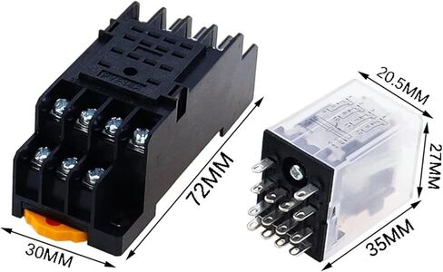 10pcs my4nj HH54PL AC/DC Relay 4NO 4NC 12V-380V مؤشر LED 14 دبوس DIN Rail مع مقبس in Kuwait