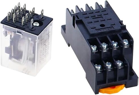 10pcs my4nj HH54PL AC/DC Relay 4NO 4NC 12V-380V مؤشر LED 14 دبوس DIN Rail مع مقبس in Kuwait