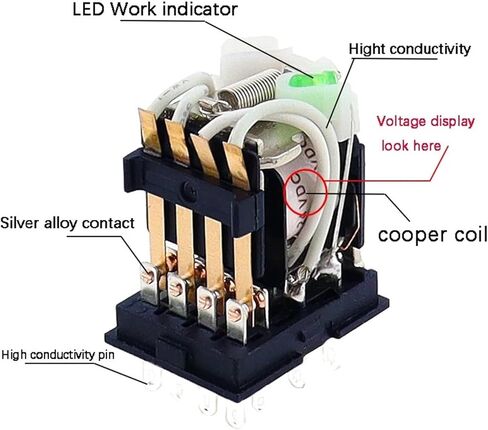10pcs my4nj HH54PL AC/DC Relay 4NO 4NC 12V-380V مؤشر LED 14 دبوس DIN Rail مع مقبس in Kuwait