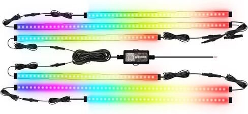 8PCS Car Underglow Light Bar Kit - Wireless App & Remote Control Dreamcolor Chasing Lights, Aluminum Exterior Underbody Multicolor Soundsync Neon Light Strip for Car Truck RV in Kuwait