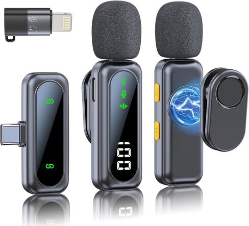 Wireless Lavalier Microphone for iPhone iPad, Utsund 2pcs Mini Microphone Plug-Play for Video Recording, Clip on Lapel Mics for Interview, Podcast, Tiktok, Vlog, YouTube in Saudi Arabia