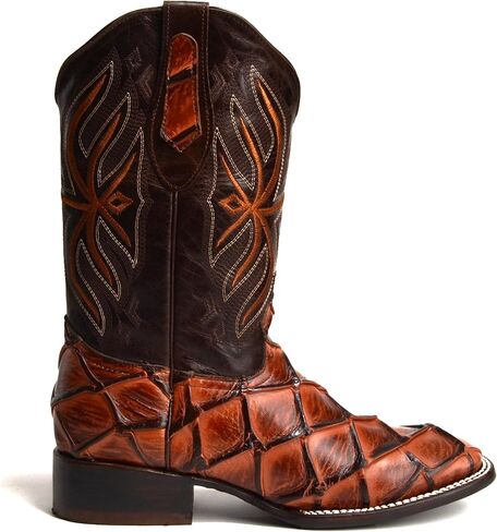 Joe Boots 708 Exotic Pirarucu Leather Print Men Mens Square Square Toe Cowboy/Rodeo Boots Leather Extole in Kuwait