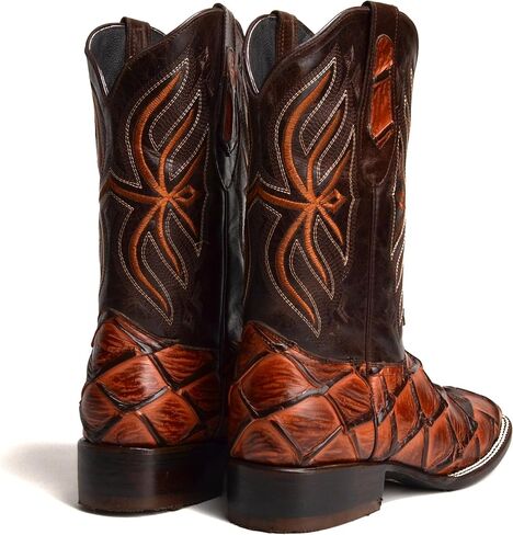 Joe Boots 708 Exotic Pirarucu Leather Print Men Mens Square Square Toe Cowboy/Rodeo Boots Leather Extole in Kuwait