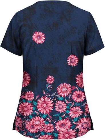 Scrub Tops for Women Short Sleeve Working Uniform with Pocket in Saudi Arabia