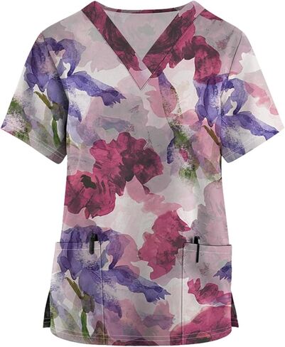 Scrub Tops for Women Short Sleeve Working Uniform with Pocket in Saudi Arabia
