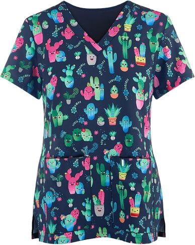 Scrub Tops for Women Short Sleeve Working Uniform with Pocket in Saudi Arabia