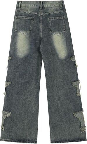 Baggy Jeans for Woman Girls Star Patchwork High Waist Cute Jean Streetwear Loose Pants Grunge Emo Clothing in Saudi Arabia