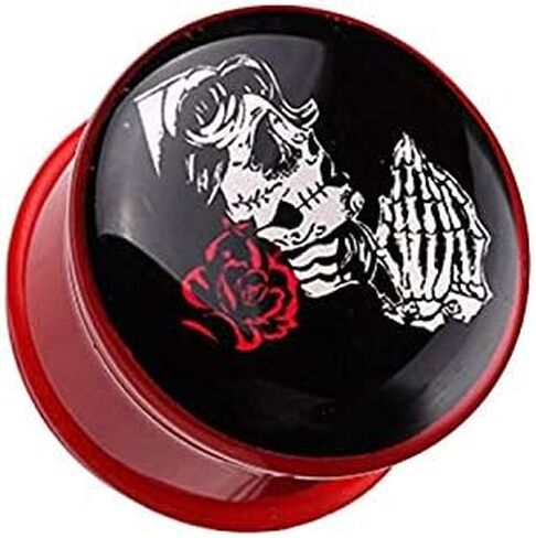 Day of The Dead Prayer Skull Single Flared Ear Gauge Plug in Saudi Arabia