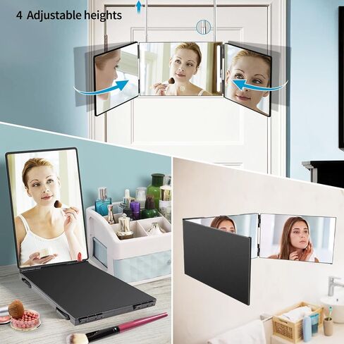 UHdod 3 Way Mirror for Self Hair Cutting with LED Lights, Rechargeable Self Cut 360 Barber Mirror for Haircuts for Men Weman Shaver, Makeup, braiding, Hair Styling in Kuwait