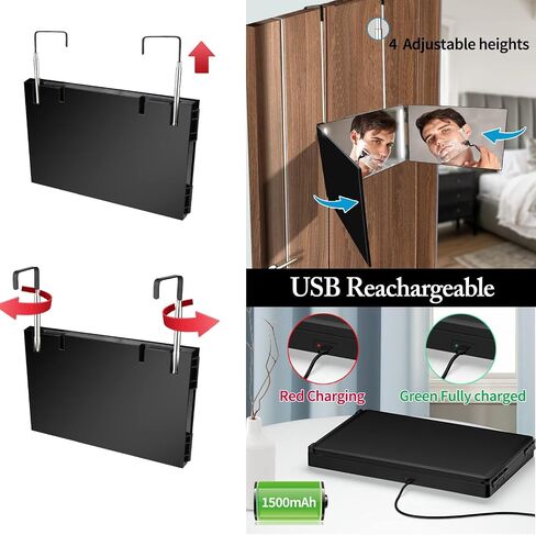 UHdod 3 Way Mirror for Self Hair Cutting with LED Lights, Rechargeable Self Cut 360 Barber Mirror for Haircuts for Men Weman Shaver, Makeup, braiding, Hair Styling in Kuwait