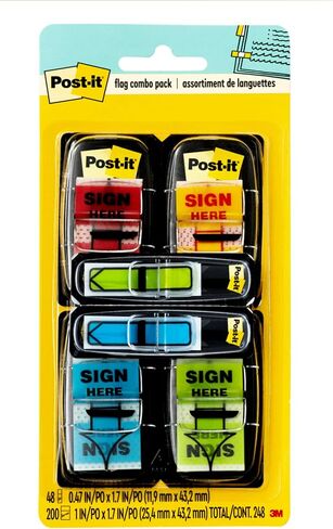 Post-it Flags Arrow Message 1" Page Flags, 200 "Sign Here", 48 Arrow, Four Colors, 248/Pack in Saudi Arabia