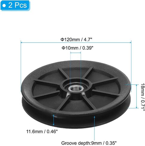 PATIKIL Universal Bearing Pulley Wheel 160mm/6.3", 2 Pack Nylon Bearing Pulley Wheel Lifting Bearing Wheel Replace for Gym Equipment Part Cable Machine in Saudi Arabia