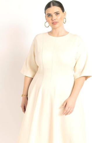 ELOQUII Women's Plus Size Seam Detail Ponte Work Dress in Kuwait