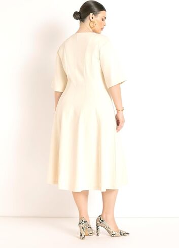 ELOQUII Women's Plus Size Seam Detail Ponte Work Dress in Kuwait