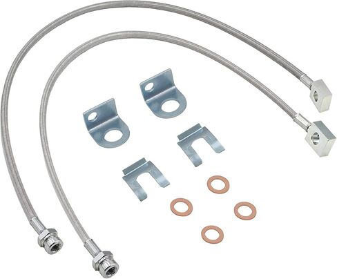 2pcs 89702 خطوط الفرامل المقاوم للصدأ الأمامية متوافقة مع 87-06 Jeep TJ/YJ/XJ مع مجموعات الرفع 4 "-6" ، 26inch in Saudi Arabia