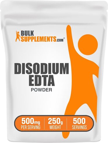BulkSupplements.com مسحوق ثنائي الصوديوم EDTA - ملح ثنائي الصوديوم EDTA، درجة الغذاء EDTA - إضافات غذائية، نقي وخالي من الغلوتين - 500 مجم لكل وجبة، 500 جم (1.1 رطل) in Saudi Arabia