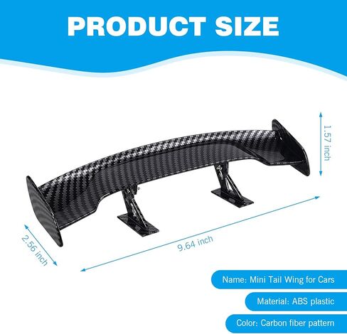 1 PC Car Mini Spoiler Wing, 9.65" ABS Automotive Mini Tiny Trunk Spoiler Kit, Self-adhesive Carbon Fiber Car Rear Tail Wing, Universal Auto Decor Accessories for All Cars (Carbon Fiber) in Kuwait