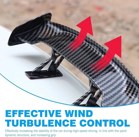 1 PC Car Mini Spoiler Wing, 9.65" ABS Automotive Mini Tiny Trunk Spoiler Kit, Self-adhesive Carbon Fiber Car Rear Tail Wing, Universal Auto Decor Accessories for All Cars (Carbon Fiber) in Kuwait
