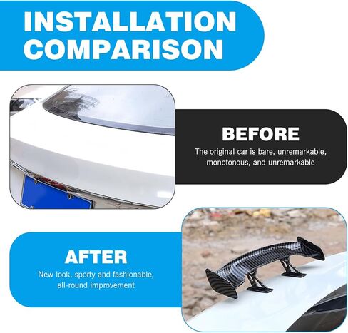 1 PC Car Mini Spoiler Wing, 9.65" ABS Automotive Mini Tiny Trunk Spoiler Kit, Self-adhesive Carbon Fiber Car Rear Tail Wing, Universal Auto Decor Accessories for All Cars (Carbon Fiber) in Kuwait