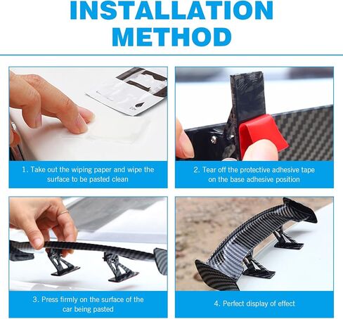 1 PC Car Mini Spoiler Wing, 9.65" ABS Automotive Mini Tiny Trunk Spoiler Kit, Self-adhesive Carbon Fiber Car Rear Tail Wing, Universal Auto Decor Accessories for All Cars (Carbon Fiber) in Kuwait