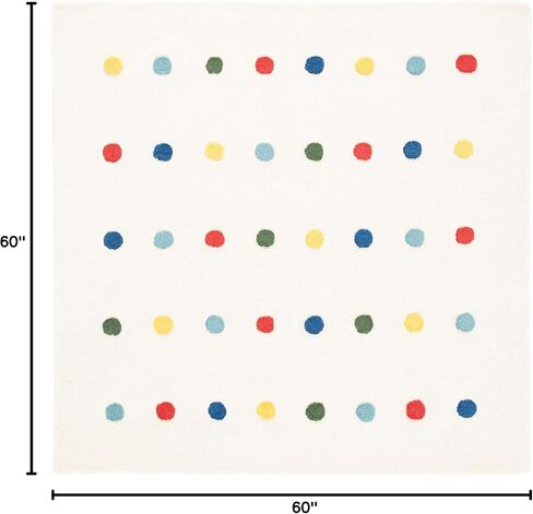 SAFAVIEH Kids Collection Accent Rug - 4' x 6', Ivory, Handmade Polka Dot Wool, Ideal for High Traffic Areas in Playroom, Nursery, Bedroom (SFK804A) in Saudi Arabia