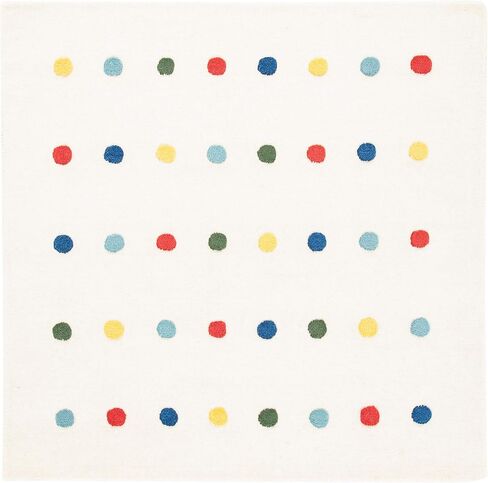 SAFAVIEH Kids Collection Accent Rug - 4' x 6', Ivory, Handmade Polka Dot Wool, Ideal for High Traffic Areas in Playroom, Nursery, Bedroom (SFK804A) in Saudi Arabia