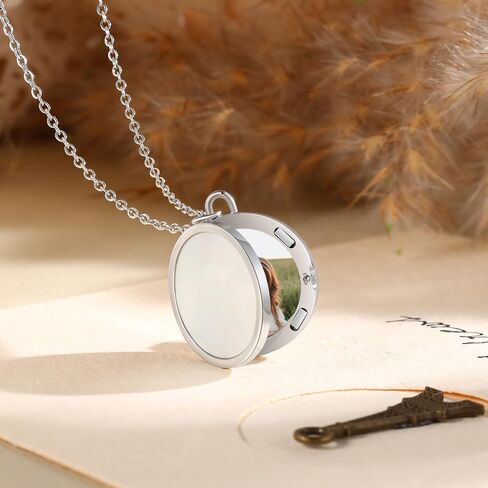 Personalized Round Locket Necklace for Women - Customizable 2 Photos Necklace Jewelry Gift for Anniversary Christmas Valentines Day in Saudi Arabia