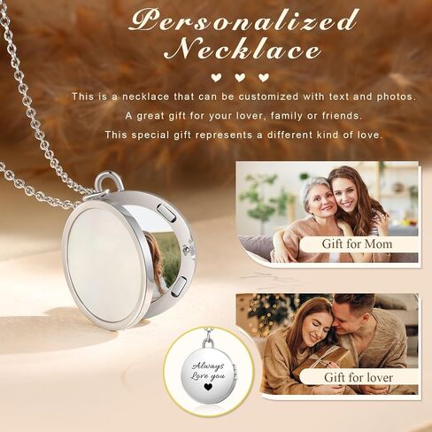 Personalized Round Locket Necklace for Women - Customizable 2 Photos Necklace Jewelry Gift for Anniversary Christmas Valentines Day in Saudi Arabia