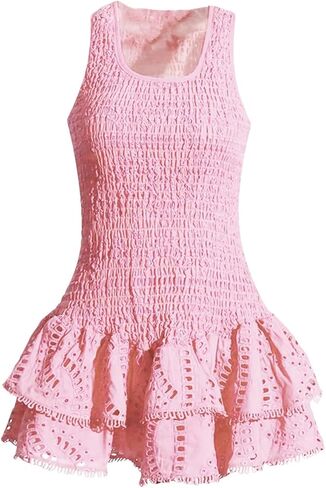 Sleeveless Slimming Mini Dress for Women High Waist U Neck Short A Line Dresses in Saudi Arabia
