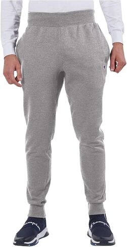 Champion RW25 Men's Reverse Weave Jogger Pants – Heavyweight 12 oz. Fleece, Ribbed Gusset and Cuffs, Side and Back Pockets (US, Alpha, Large, Regular, Regular, Oxford Grey) in Saudi Arabia