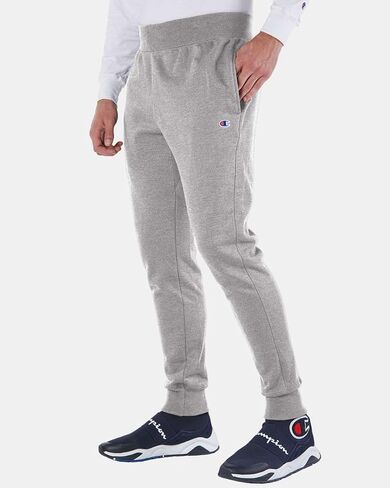 Champion RW25 Men's Reverse Weave Jogger Pants – Heavyweight 12 oz. Fleece, Ribbed Gusset and Cuffs, Side and Back Pockets (US, Alpha, Large, Regular, Regular, Oxford Grey) in Saudi Arabia