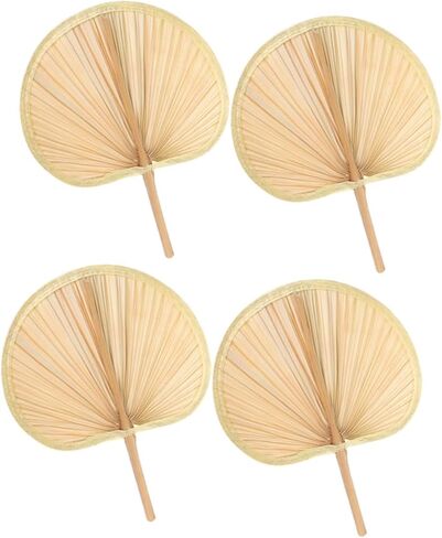 Homoyoyo 4pcs مروحة راتان منسوجة يدويًا لتبريدها على الطراز العرقي للديكور المنزلي والأحداث الخارجية تصميم أنيقة للأيام الحارة in Saudi Arabia