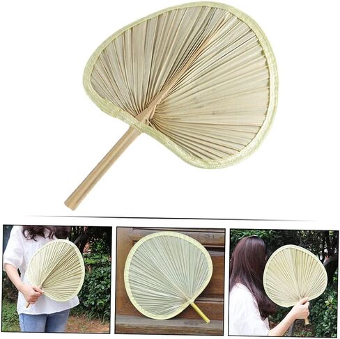 Garneck 2pcs Handmade Woven Handheld Fan for Cooling Vintage Chinese Style Party Favor Natural Rattan Design for Boy Girl and Adults for Outdoor Events and Festivals in Saudi Arabia