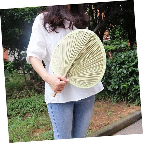 Garneck 2pcs Handmade Woven Handheld Fan for Cooling Vintage Chinese Style Party Favor Natural Rattan Design for Boy Girl and Adults for Outdoor Events and Festivals in Saudi Arabia