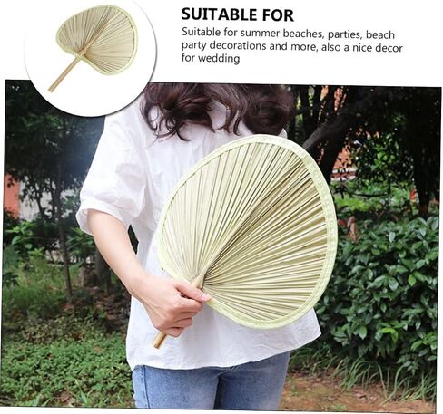 Garneck 2pcs Handmade Woven Handheld Fan for Cooling Vintage Chinese Style Party Favor Natural Rattan Design for Boy Girl and Adults for Outdoor Events and Festivals in Saudi Arabia