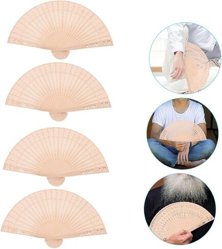 Alipis 5Sets Retro Hand Fans Wooden Wedding Favors Fans Fans for Women Perfect for Pirfies 4pcs*5 in Kuwait
